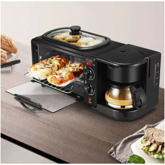 Forno Elétrico + Cafeteira + Grill Assadeira Grill Café da Manhã Premium 2800W VICCOLI 110V/220V em Oferta na Shopee