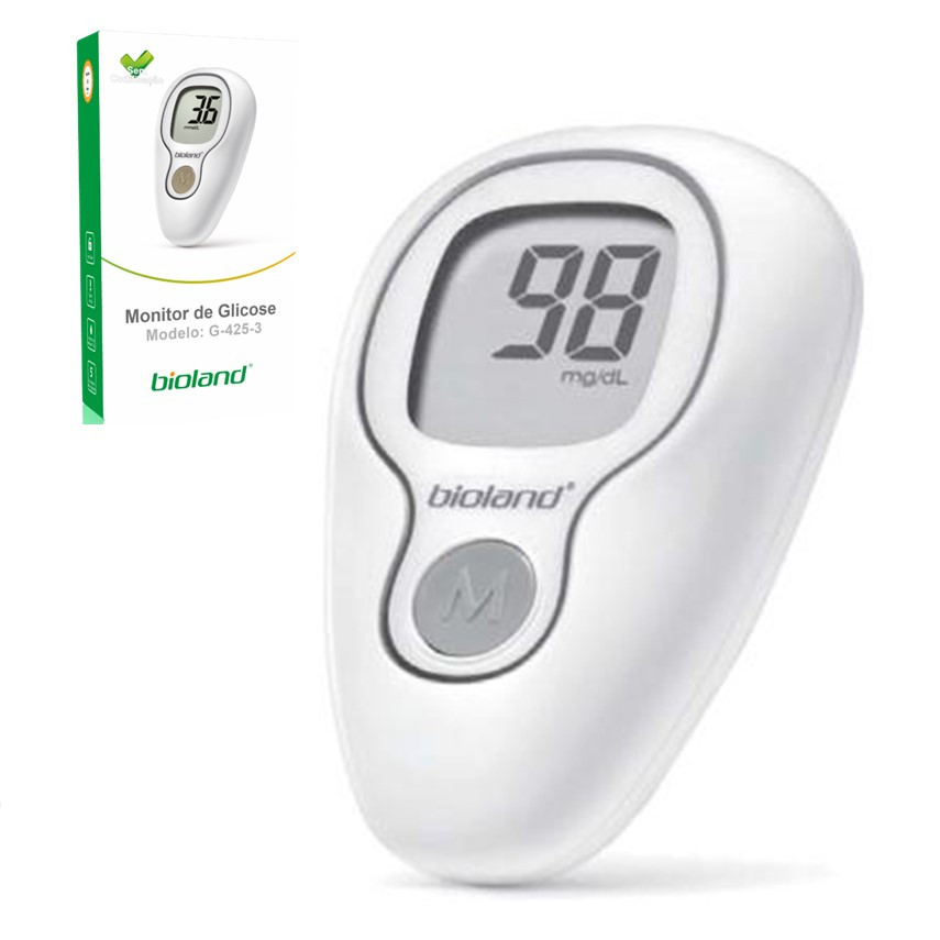 Kit Medidor De Glicose + 25 Tira + 25 Lanceta + 1 Lancetador Branco