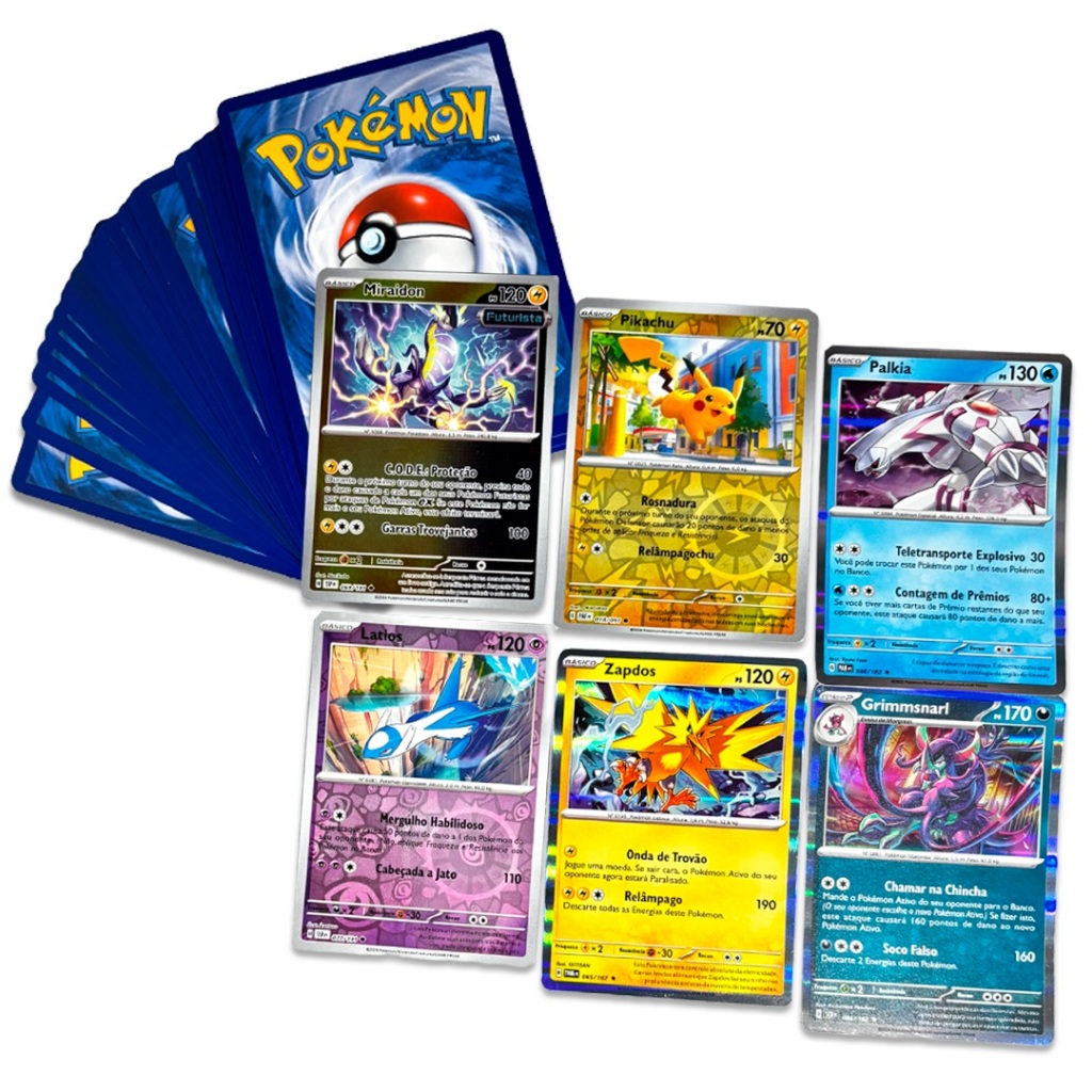 Lote de Cartas Pokémon Originais - 100 Cartas Sortidas em Oferta na Shopee