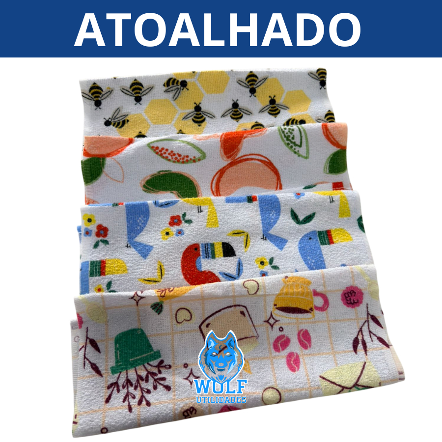 Kit Pano De Prato Estampado Felpudo Atoalhado Absorvente em Oferta na Shopee