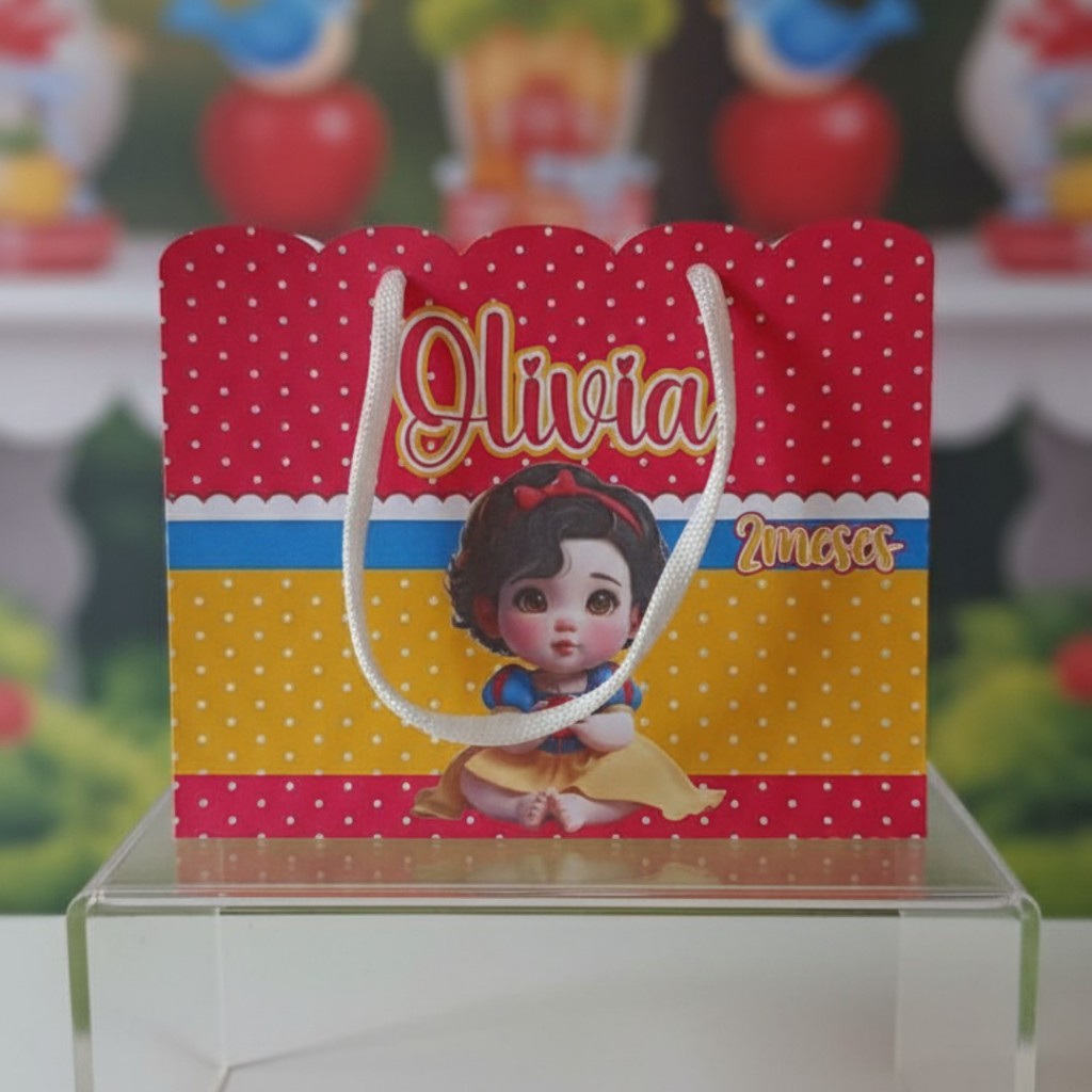 Sacola Personalizada - Sacolinha Festa Infantil - Sacolinha Branca de Neve Baby - Lembrancinha Branca de Neve