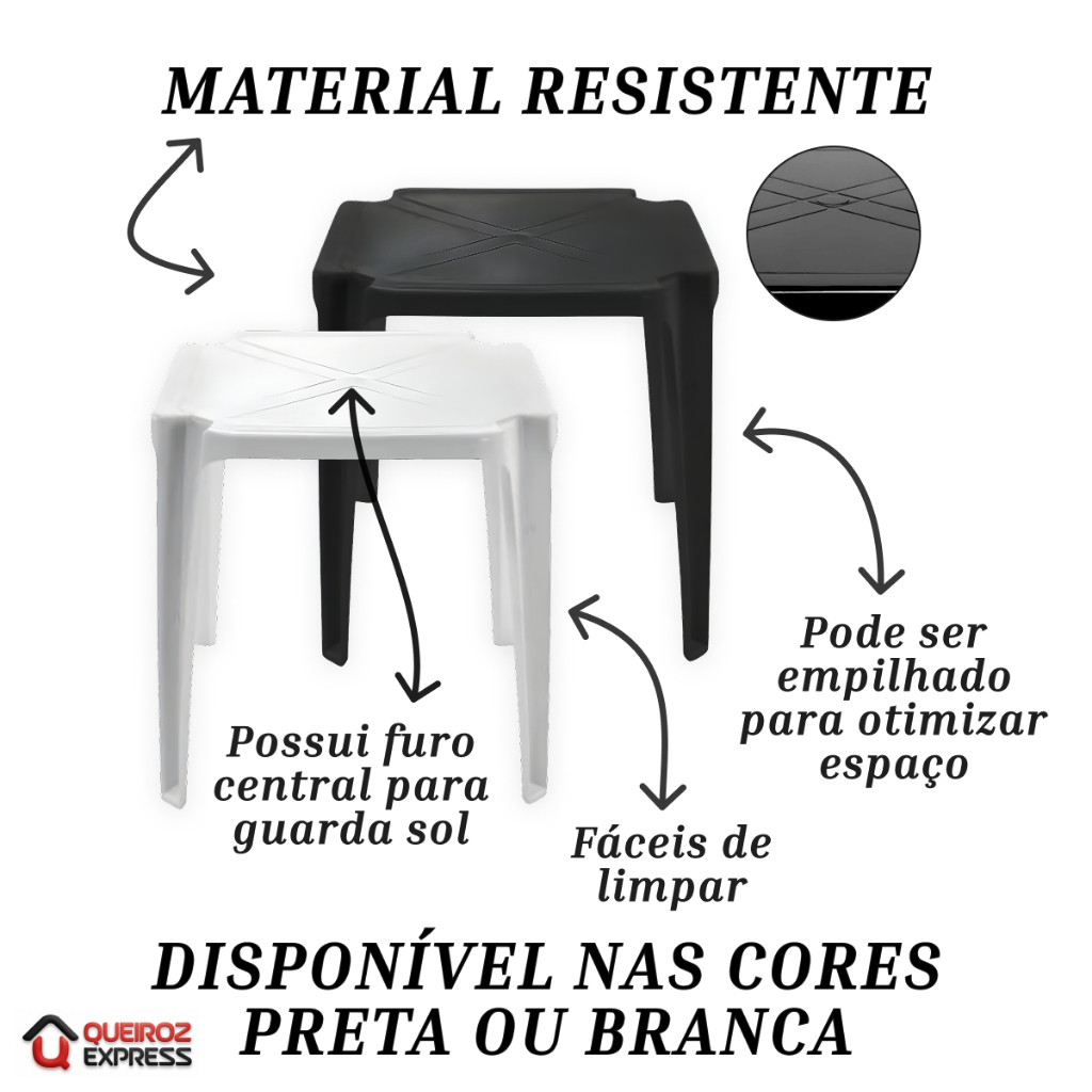 Detalhes do Mesa Quadrada Eventos Festas Internas e Externas Plastico Preto ou Branca