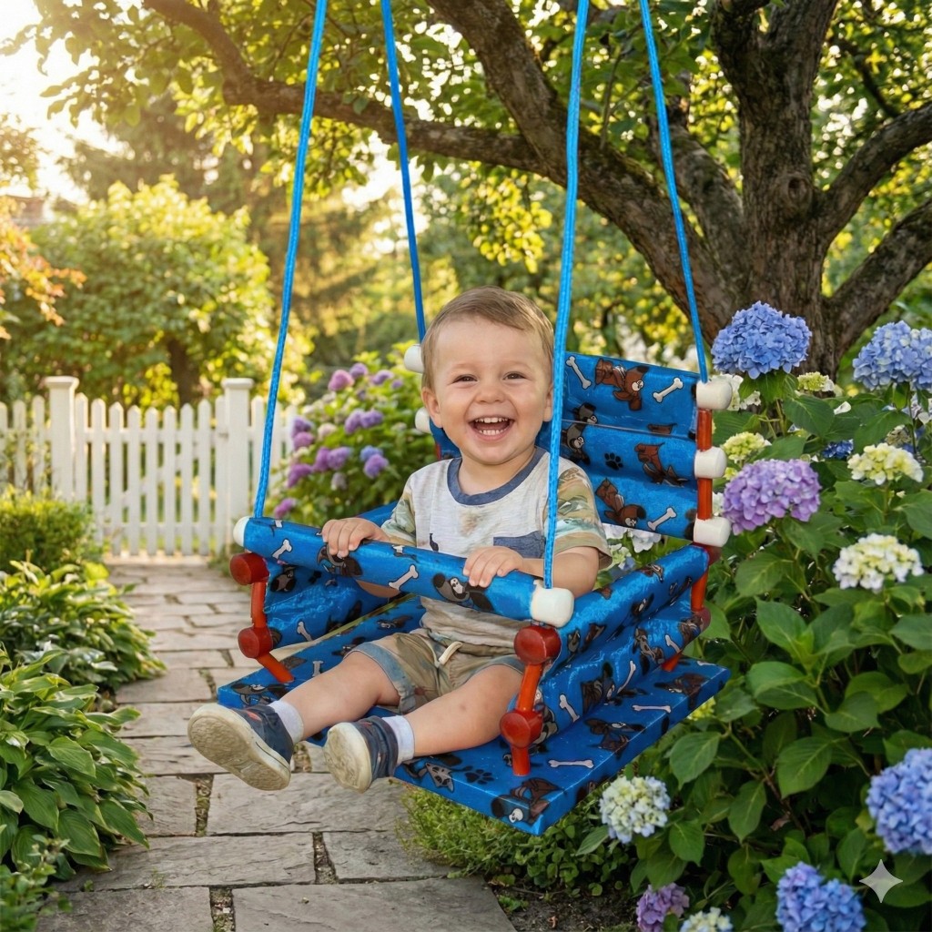Balanço Infantil de Madeira para Criança Cadeirinha Segura Até 35kg Brinquedo Educativo
