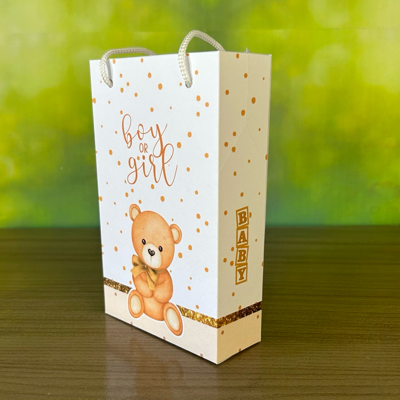 Sacolinha CHÁ REVELAÇÃO DOURADO PEGUE E MONTE Lembrancinhas Para Festa Personalizados Sacolinha Surpresa