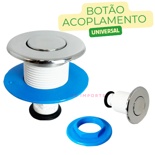 Botão Mecanismo Reparo de Acionamento Superior Caixa Acoplada Descarga Cromado 65mm
