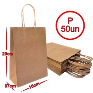 KIT Sacola De Papel Kraft Natural P 15x20x07cm 50 Unidades em Oferta na Shopee