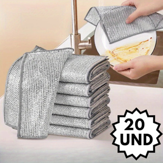 Kit 20 Panos Multiuso de Aço Inovador – Remove Gordura Sem Danificar Superfícies em Oferta na Shopee