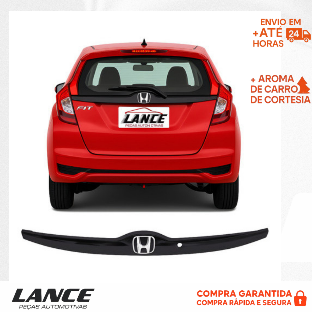 Moldura Tampa mala Traseira Fit 2014 A 2021 Friso E Emblema
