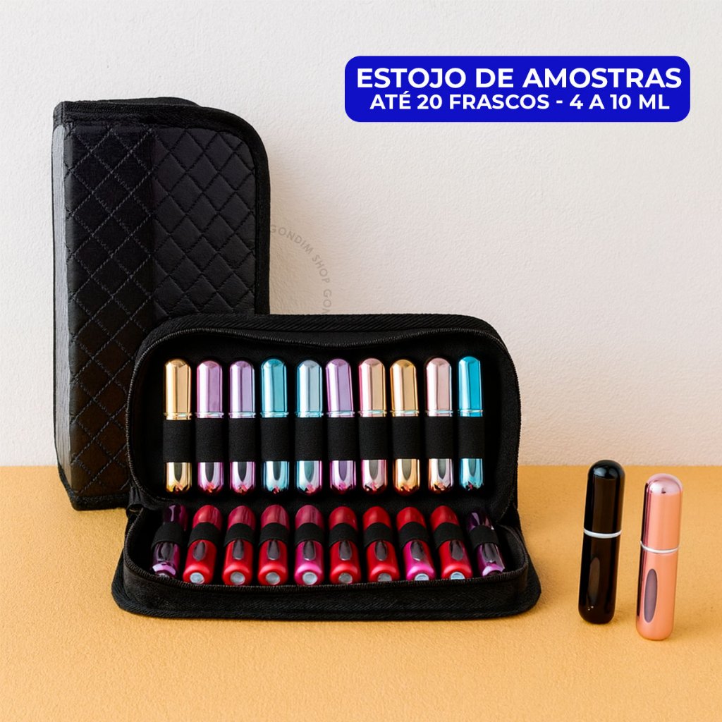 Kit Demonstrador de Perfumes Para 20 Frascos Estojo de Amostra 4ml a 10ml