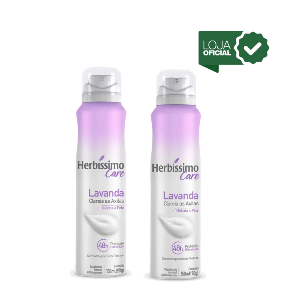 Kit 2 unid - Desodorante Aerossol Antitranspirante Herbíssimo Care Lavanda 150ml