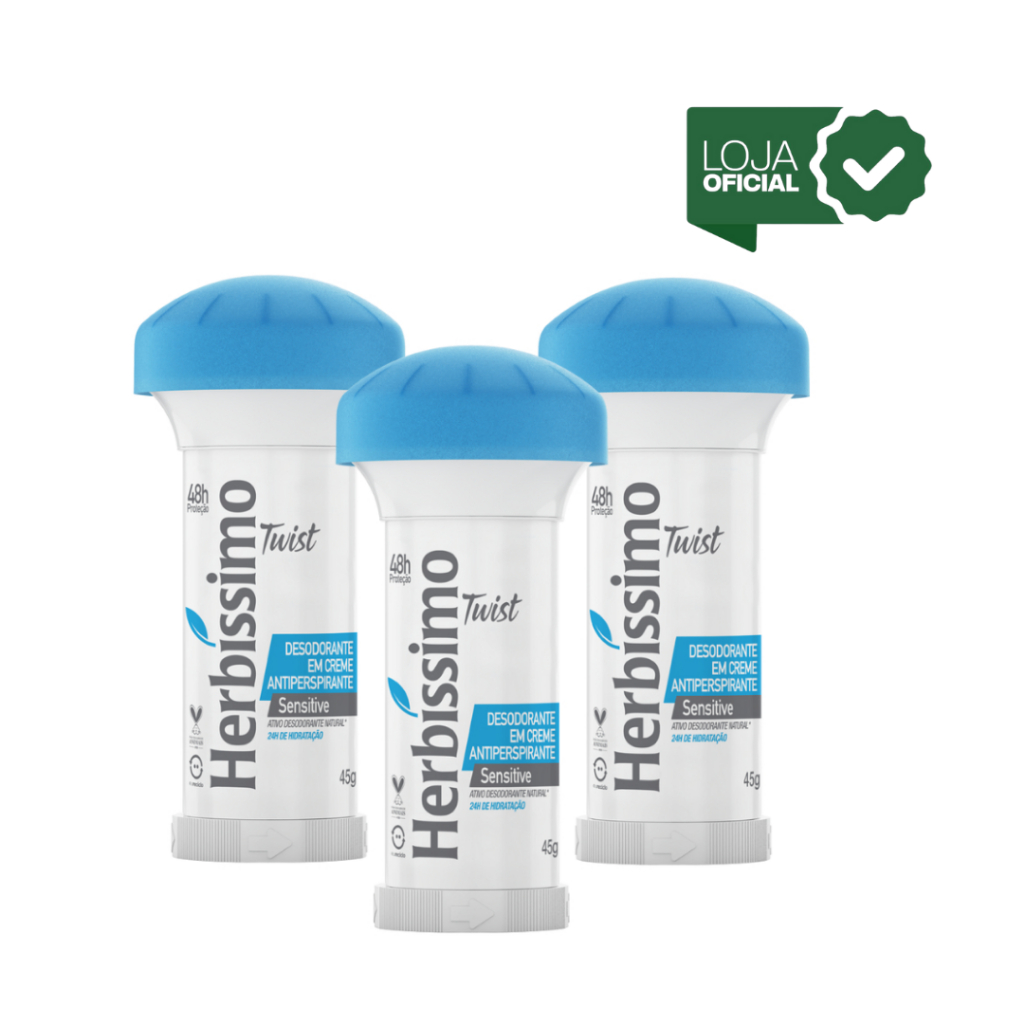 Kit 3 unid - Desodorante Twist Antitranspirante Herbíssimo Sensitive 45G