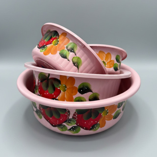 Kit Bacias Decoradas Para Cozinha Lavanderia Organização e Lavar 4 Unidades Grande Média Pequena em Oferta na Shopee