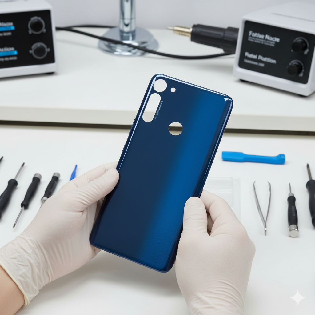 Tampa Traseira Para Motorola G8 Power Azul XT1900 - Sem Botões Estéticos / Sem Lente