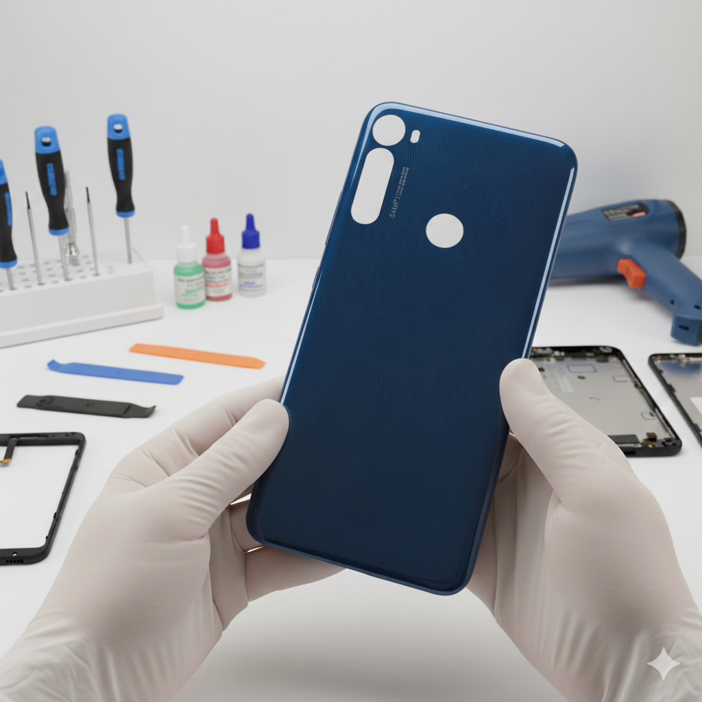 Tampa Traseira Para Motorola One Fusion Plus Azul XT2067 - Com Botões Estéticos / Sem Lente