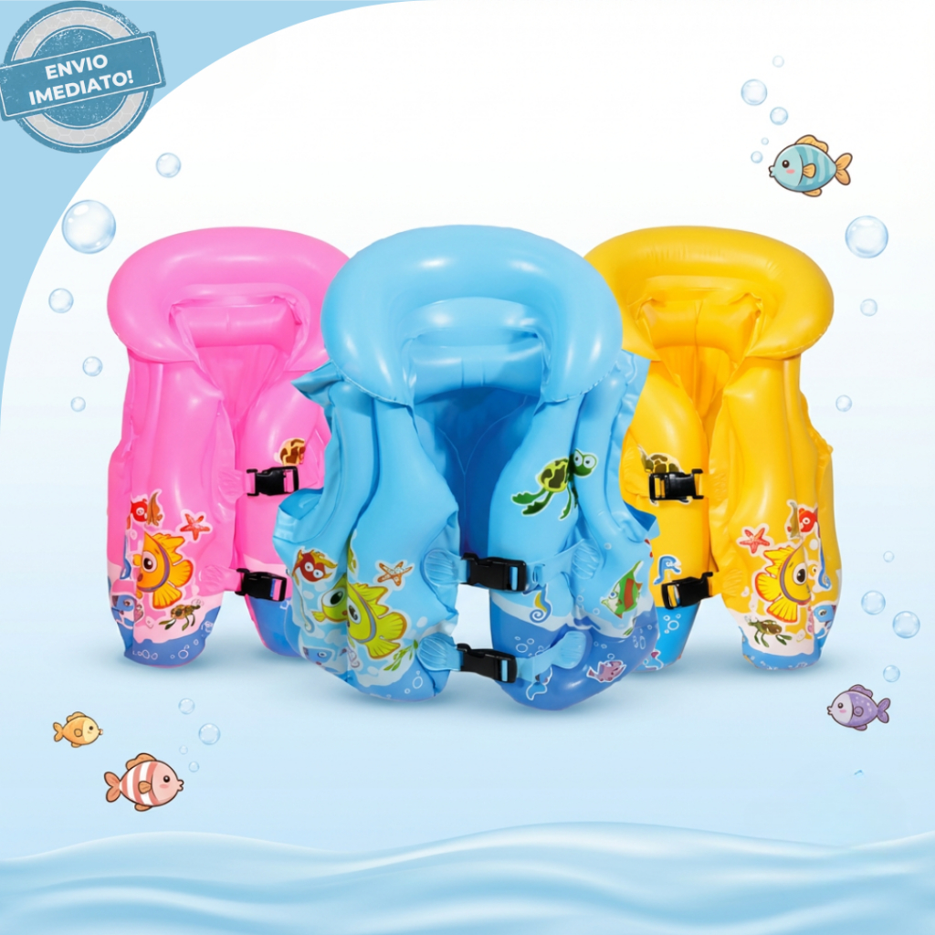 Boia Infantil Colete 3 Tamanhos Inflável Brinquedo Praia Piscina Cachoeira Lago