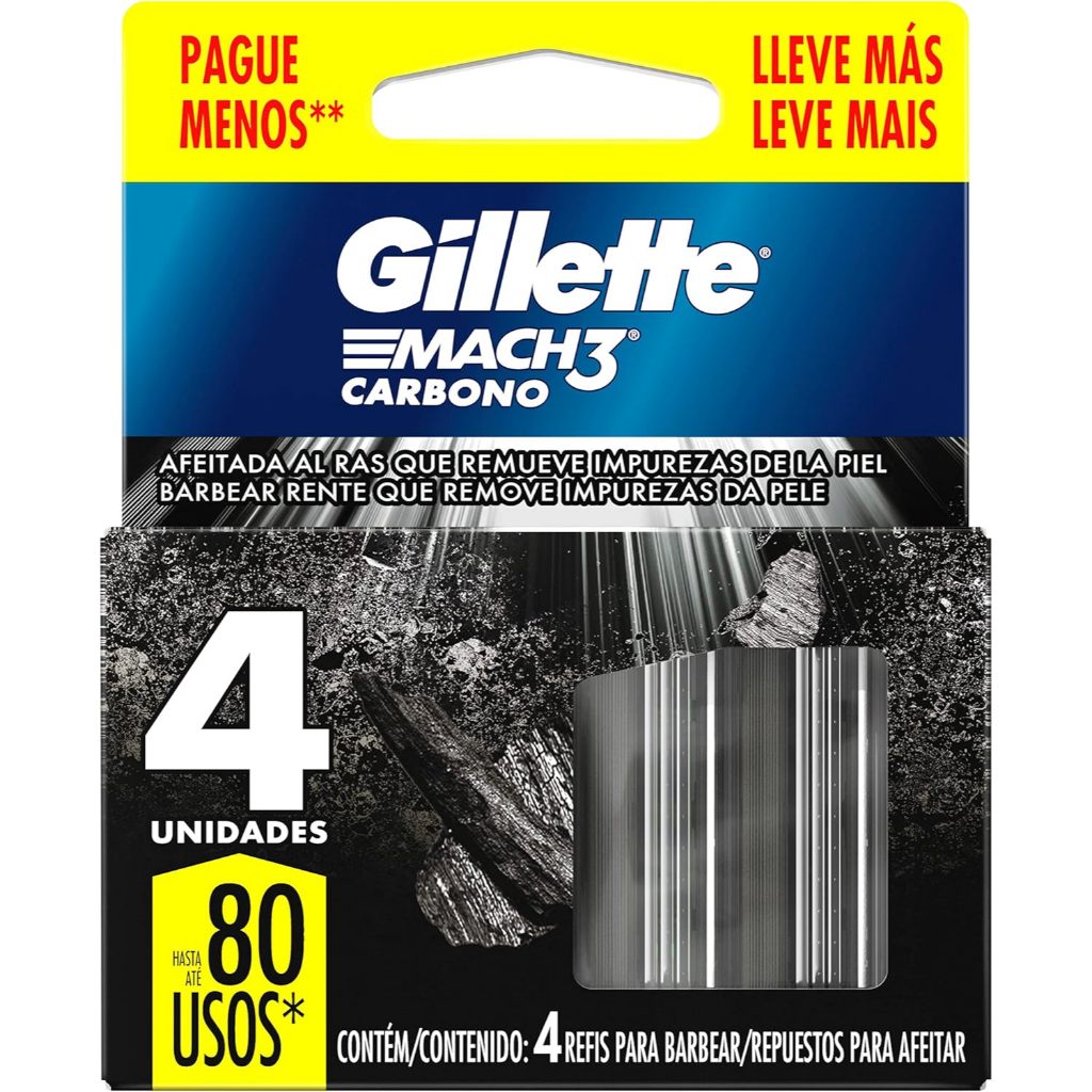 Refil para Barbeador Gillette Mach3 Carbono 4 cargas - PROCTER & GAMBLE