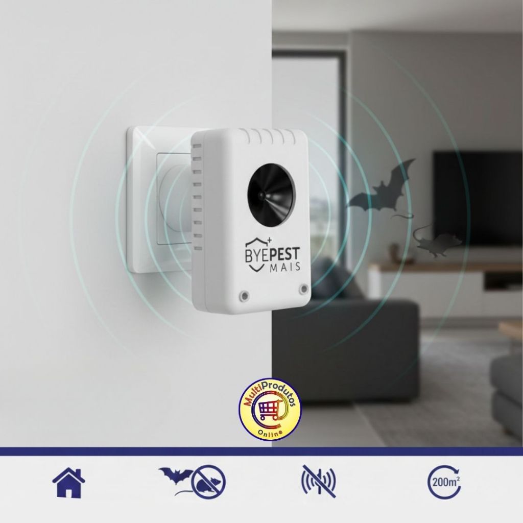 Repelente Eletrônico Ultrassônico Byepest Mais Contra Ratos Morcegos Pombos Tecnologia Microcontrolada — R$ 55,00 na Shopee
