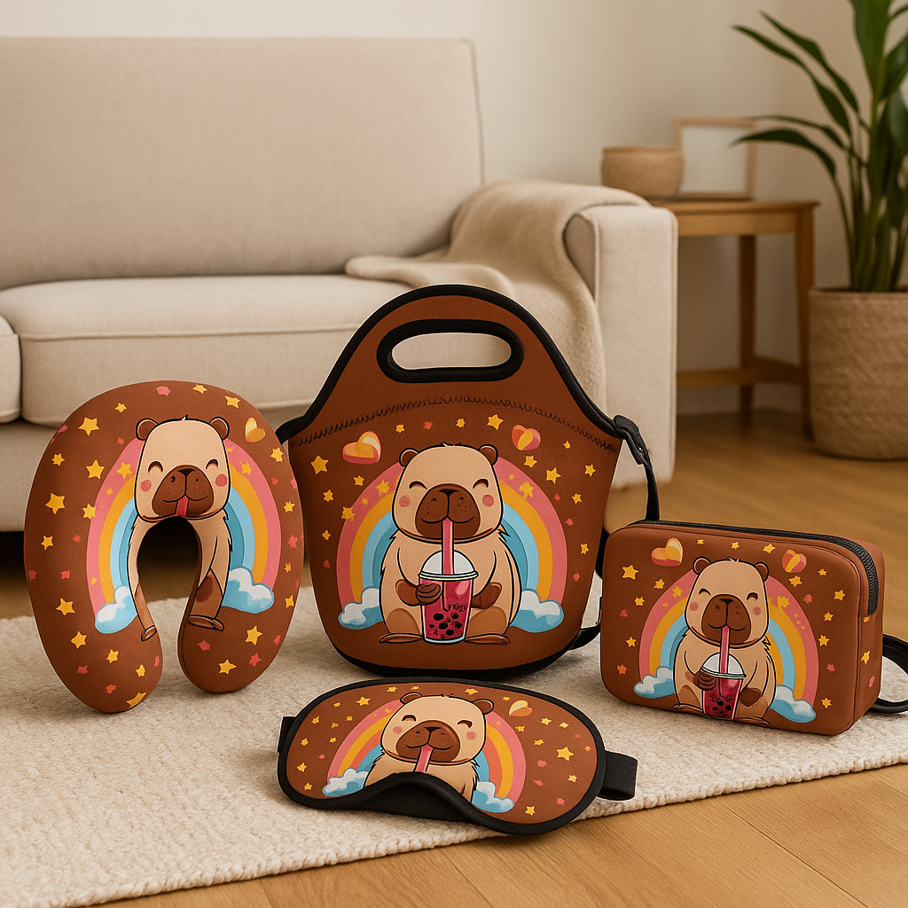 Coleção Capivara Shake – Lancheira, Almofada, Necessaire e Muito Mais – Lindas Estampas MEGA OFERTA
