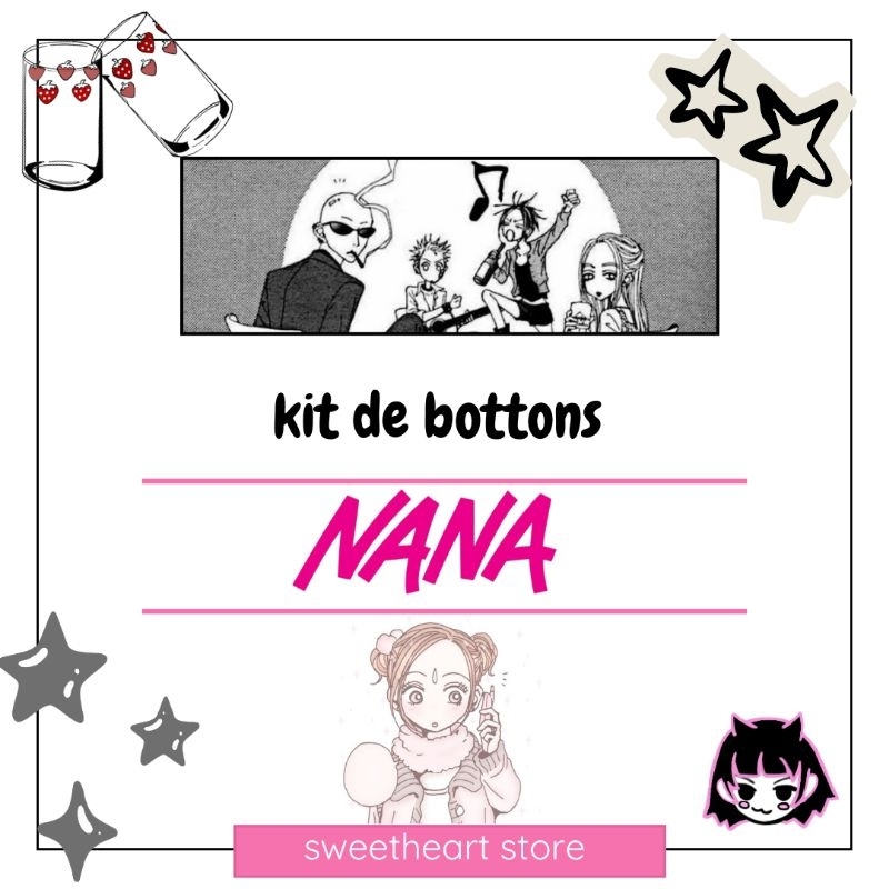 Kit de bottons anime Nana em Oferta na Shopee