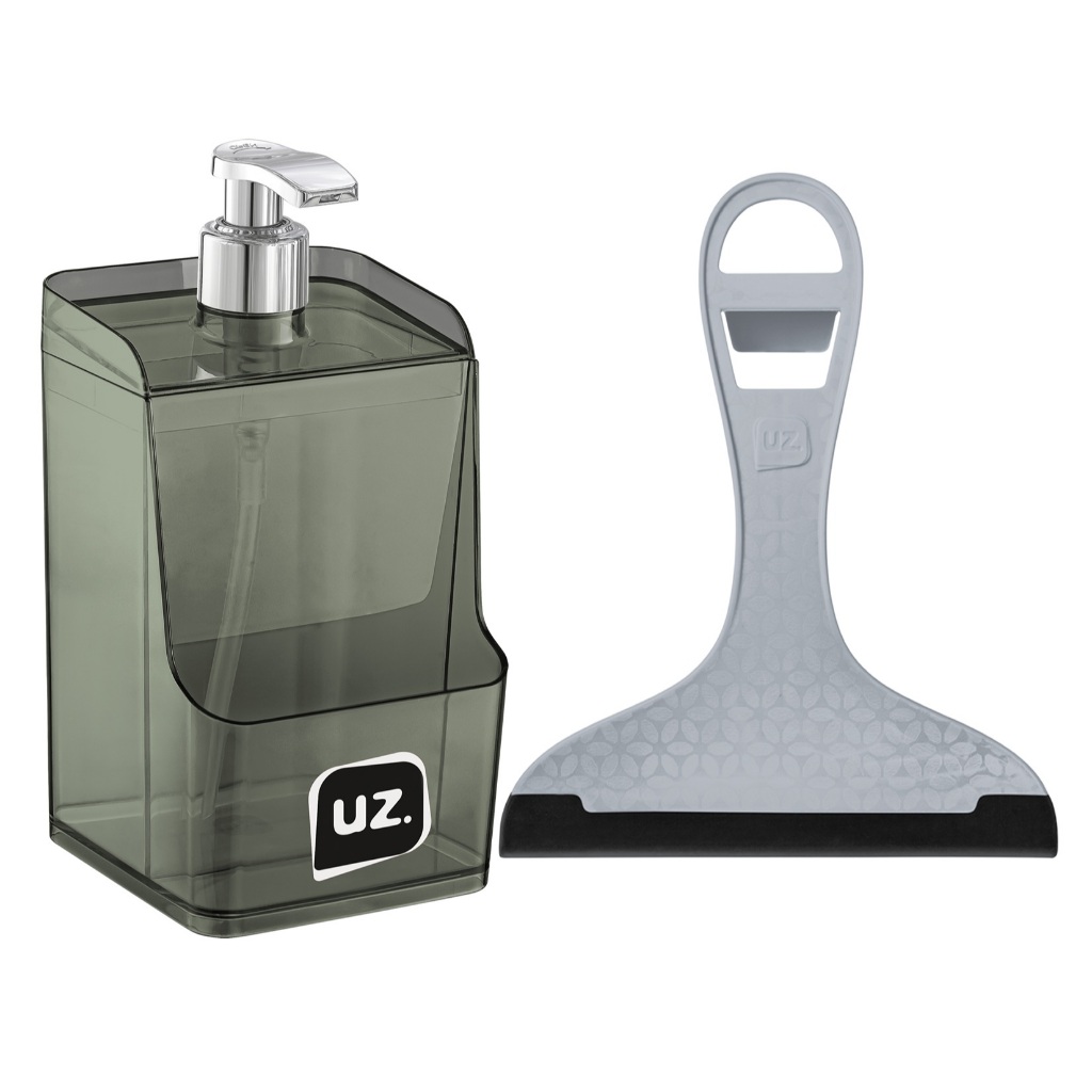 Kit Rodinho de Pia e ou Porta Detergente Acrílico Dispenser Super Lindo e Pratico Quadrado - Uz