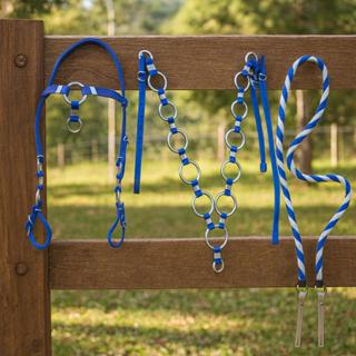 Cabeçada Peiteira Argolada Azul E Redia Torcida Pra Cavalo em Oferta na Shopee