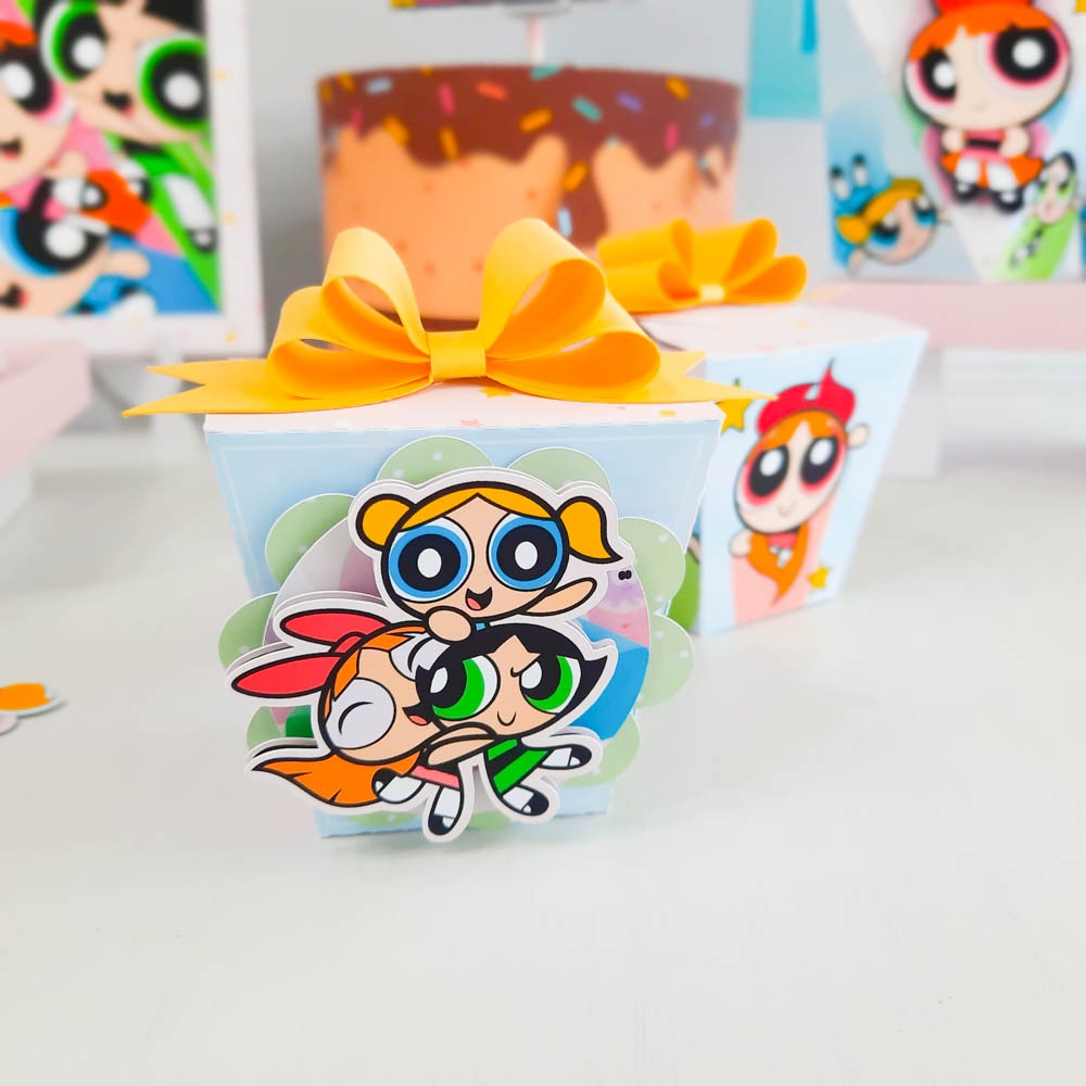 Caixas Personalizadas 3D Meninas Super Poderosas – Festa Infantil / Aniversário - Envio Rápido