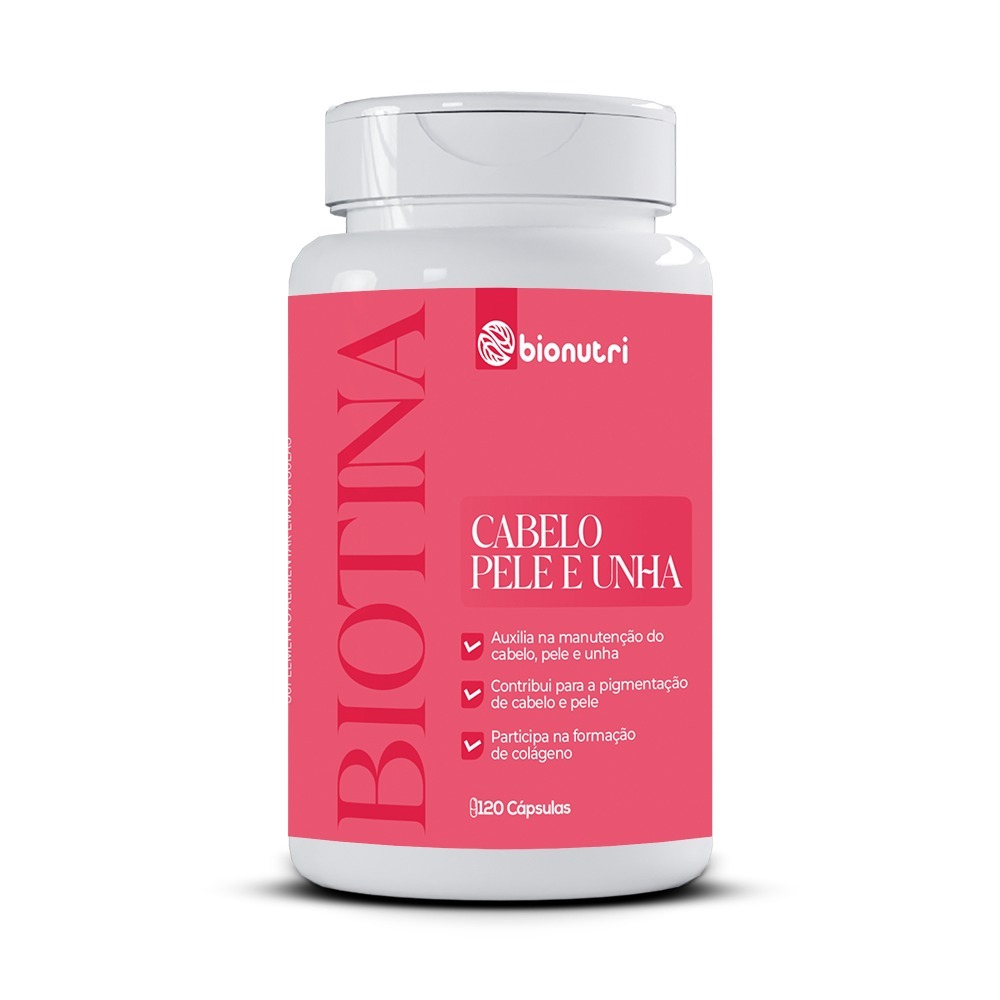 Biotina + Panteonato Cálcio + Timania + Folico - CABELO / PELE / UNHA 120cáps Bionutri