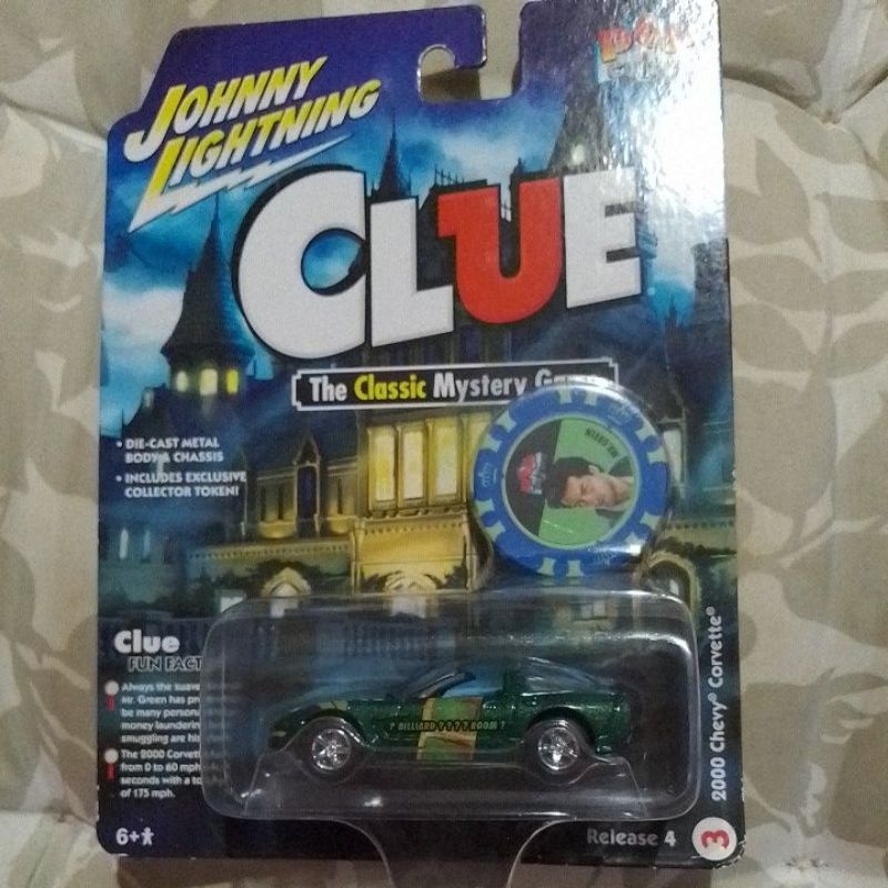 Miniatura Carrinho Johnny Lightning Clue 2000 Chevy Corvette