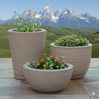 Kit 3 Vasos decorativo Bojo Diamante 3D Bacia Escovada Para  Plantas Jardim Casa com prato coletor em Oferta na Shopee
