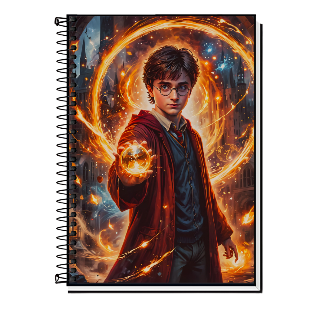 Caderno Escolar Harry Potter | Capa Dura & Espiral Resistente – 1,10,15 e 20 Matérias | Feitiços