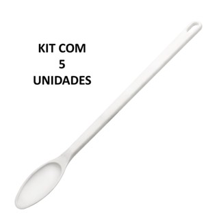 Kit 5 Colher industrial 59 cm polipropileno branco mexedora para cozinhas restaurantes em Oferta na Shopee