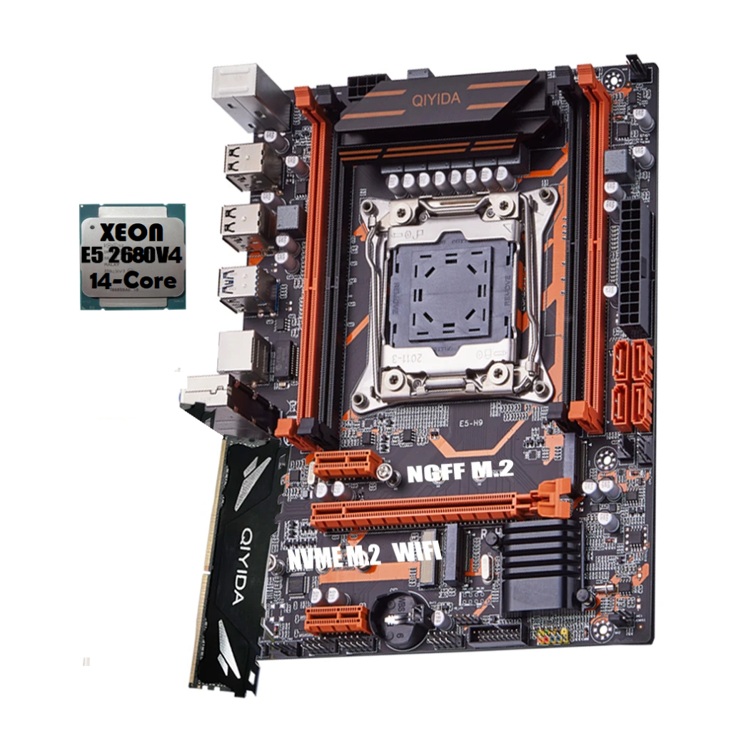 Kit PC Gamer X99 Gaming + Xeon E5 2680v4 14 Núcleos (Ryzen 5 5600) + 16GB DDR4