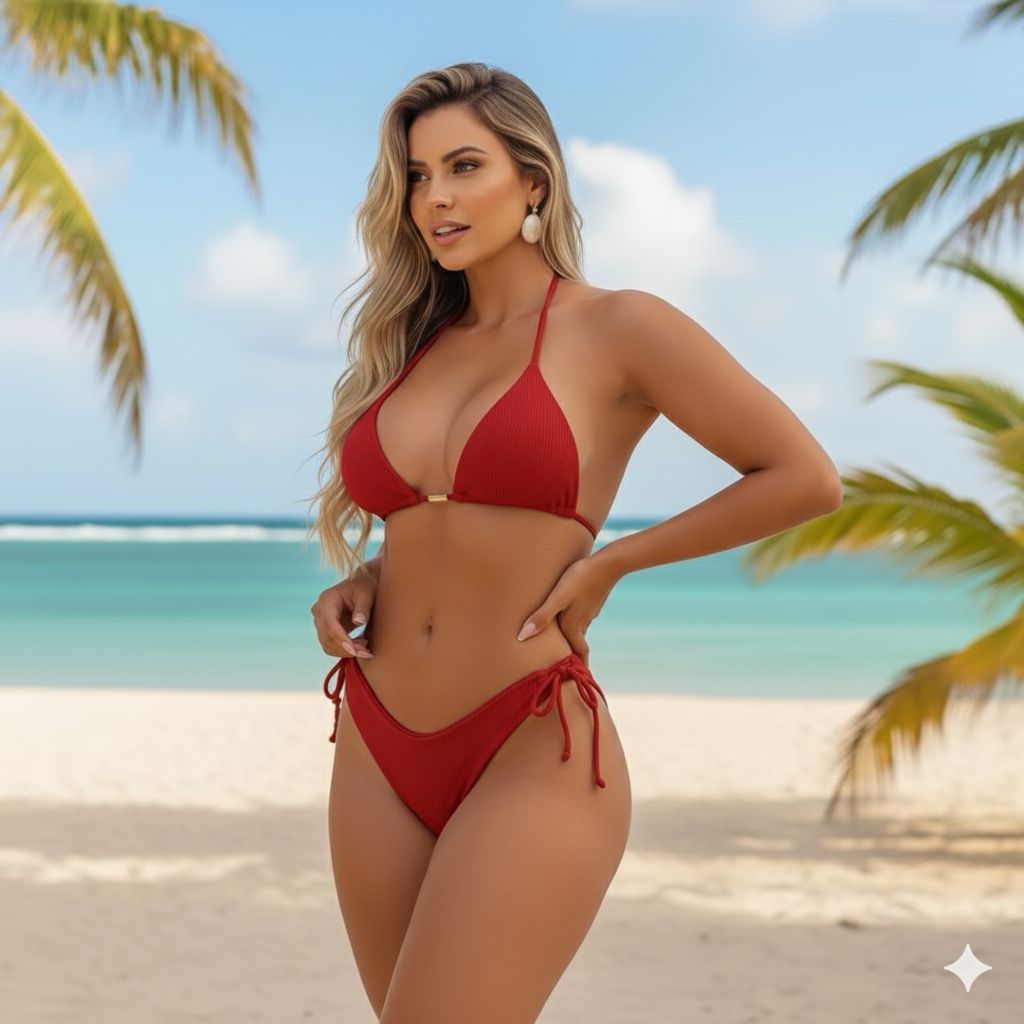 Biquíni Feminino Fio Dental Cortininha Com Bojo com forro interno em Oferta na Shopee