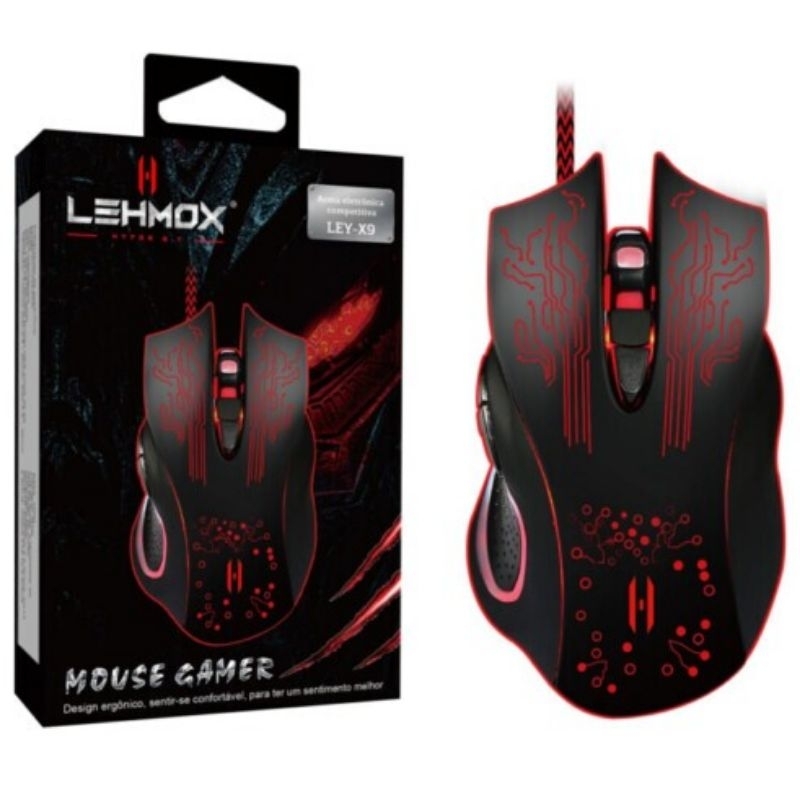 Mouse Gamer Rgb 2400 Dpi 6 botões Led de Circuito LEY-X9