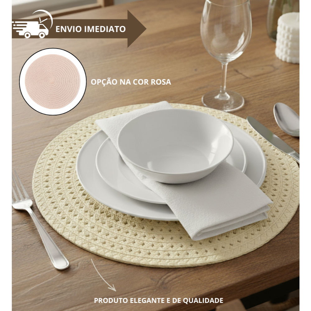 Kit 2/4/6/8 Jogo Americano Souplast Redondo Jantar Mesa Posta Cozinha 38cm