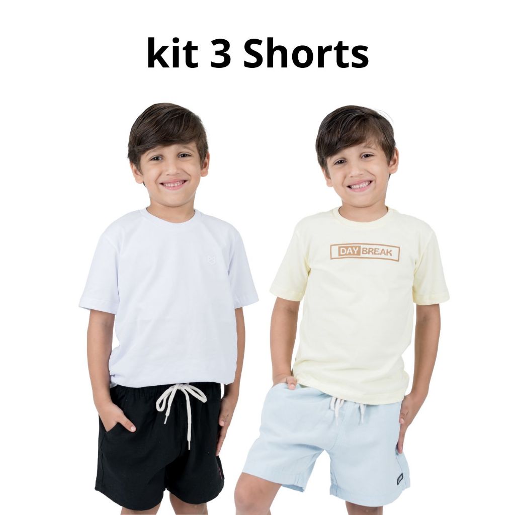Kit 3 Shorts Infantil Juvenil em Linho Premium – Conforto, Estilo e Qualidade em Oferta na Shopee