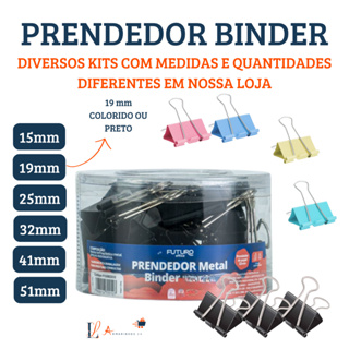 Prendedor De Papel Binder Metal Clips Borboleta Preto 51mm ou Colorido 19mm em Oferta na Shopee