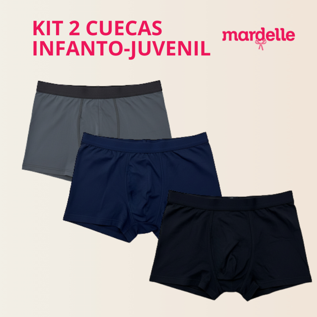 kit com 2 Cuecas Juvenil Infantil Boxer Microfibra Mardelle