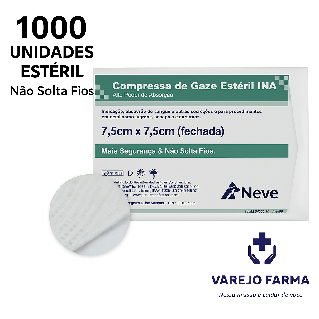 Kit Compressa de Gaze Esteril Várias Unidades 13 Fios 7,5x7,5cm Promoção De Atacado em Oferta na Shopee
