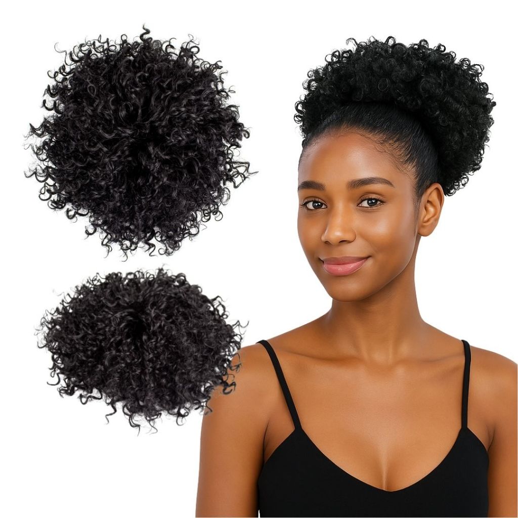 Coque De Cabelo Afro Puf Organico 100% - Afro Puff Cacheado Excelente Qualidade em Oferta na Shopee