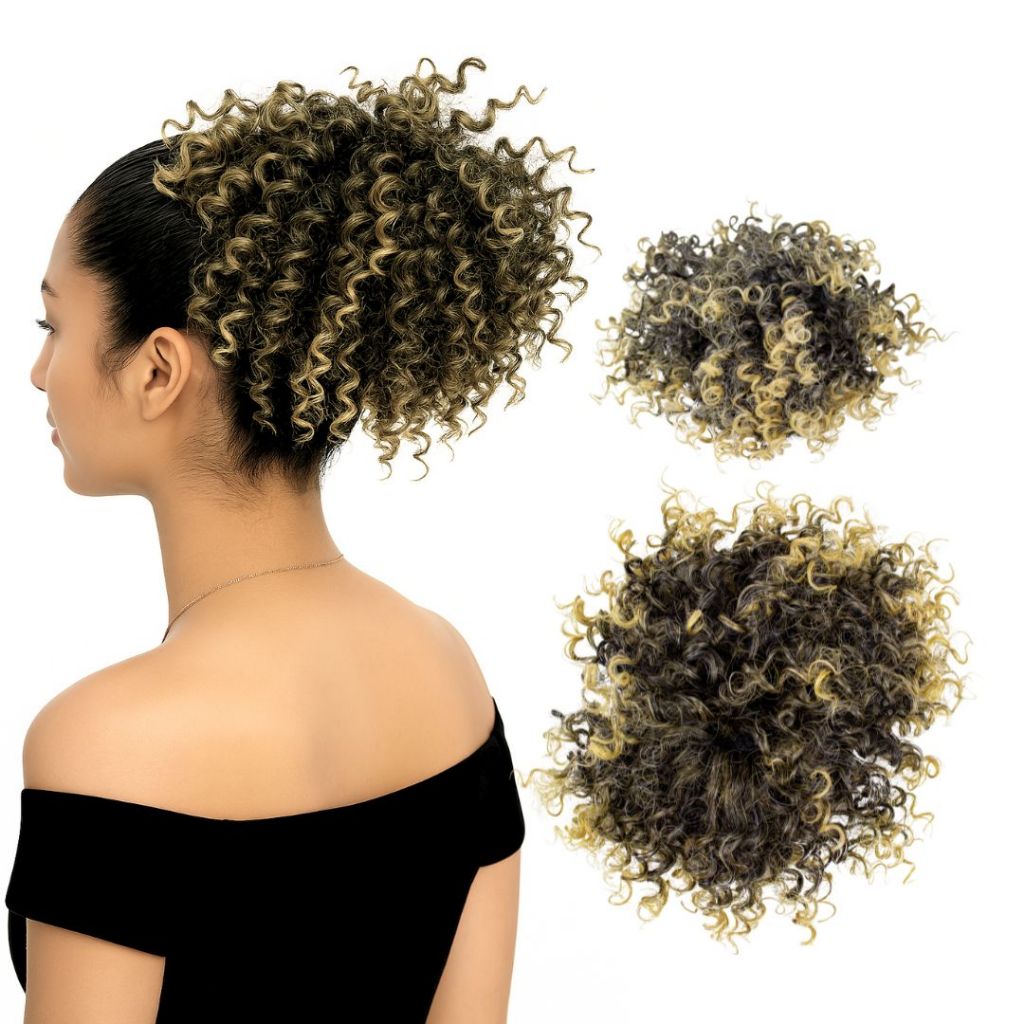 Coque De Cabelo Afro Puf Organico 100% - Afro Puff Cacheado Excelente Qualidade — imagem 2 de 2