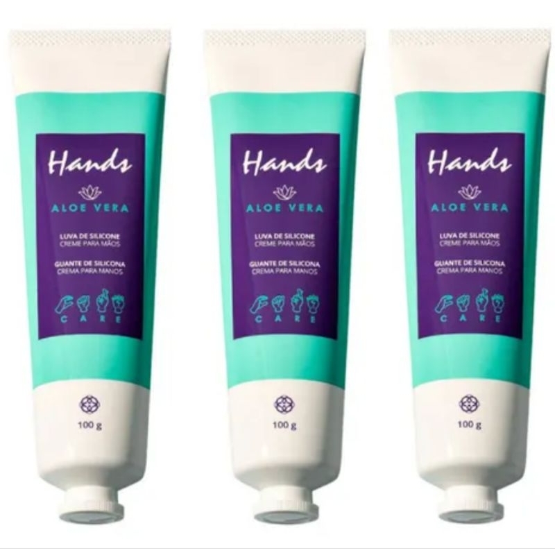 Kit Com 3 Luvas Silicone 100g Aloe Vera Creme Para As Mãos Hinode Original Oferta Especial
