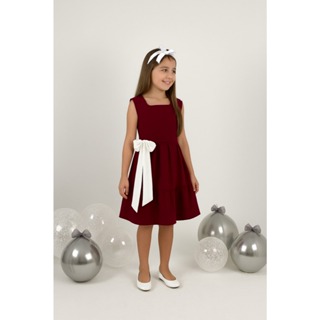 Vestido infantil femenino de Laço na cintura com pingete coração 04 06 08 anos em Oferta na Shopee