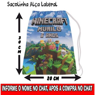 Mochilinha Sacolinha Mochila Saco Sacochila Saquinho Lembrancinha Brinde Aniversario Personalizadas Festa MineCraft em Oferta na Shopee