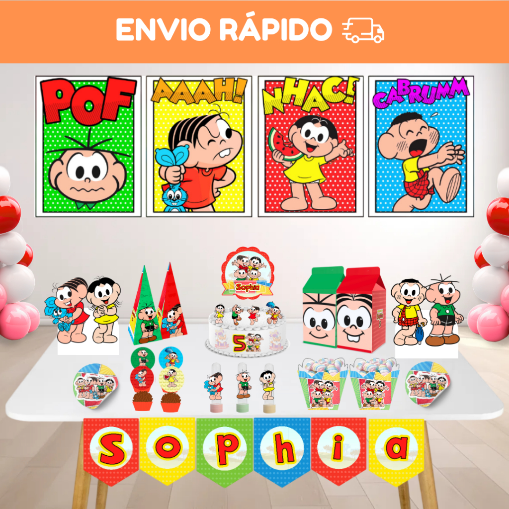 Kit Festa Só um Bolinho - Turma da Mônica - Decoração Festa em Casa | Mesversário | Personalizado em Oferta na Shopee