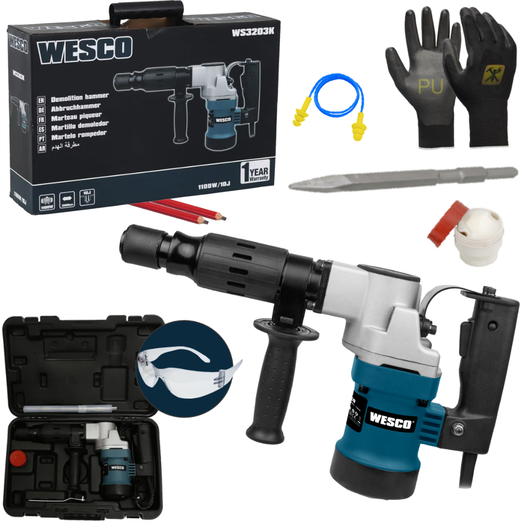 Martelete Rompedor Wesco 1100w Ws3203k Maleta Ponteiro E Epi