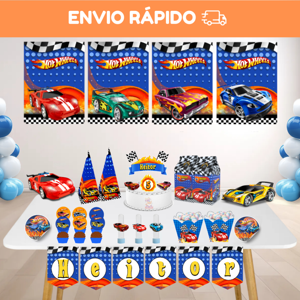 Kit Festa Só um Bolinho - Hot Wheels - Decoração Festa em Casa | Mesversário | Personalizado em Oferta na Shopee