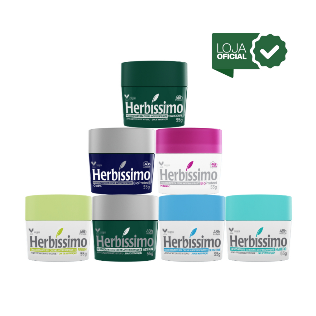 Kit 7 itens - Desodorantes Herbíssimo: Proteção, Fragrância e Cuidado - 55g em Oferta na Shopee