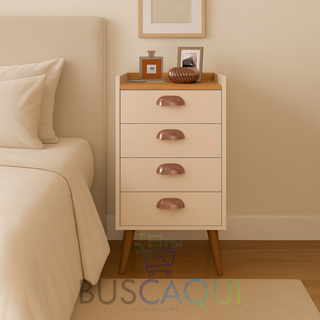 Mesa De Cabeceira Retrô Organizador Quarto Com 4 Gavetas Puxador Concha Monet Mesa Lateral Maison em Oferta na Shopee