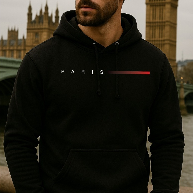 Blusa Frio Casaco Canguru PREMIUM Algodão Estampado Paris ADULTO Tecido Qualidade Bolso Confortavel